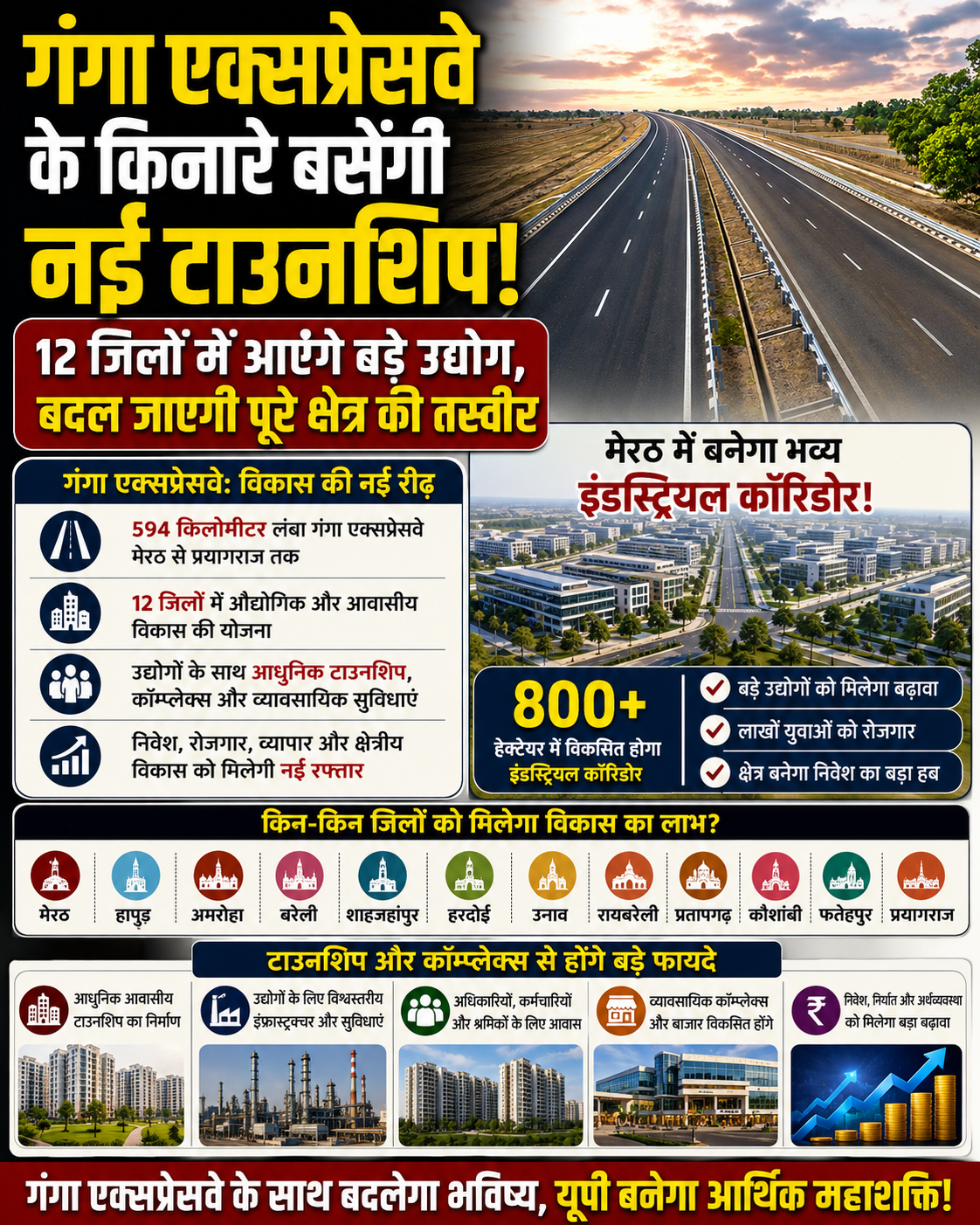 Ganga Expressway के किनारे बसेंगी नई टाउनशिप और कॉम्प्लेक्स, UP के 12 जिलों का बदलेगा पूरा नक्शा